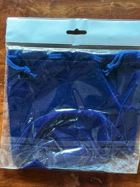 Royal Blue Velvet Drawstring Pouch - Set